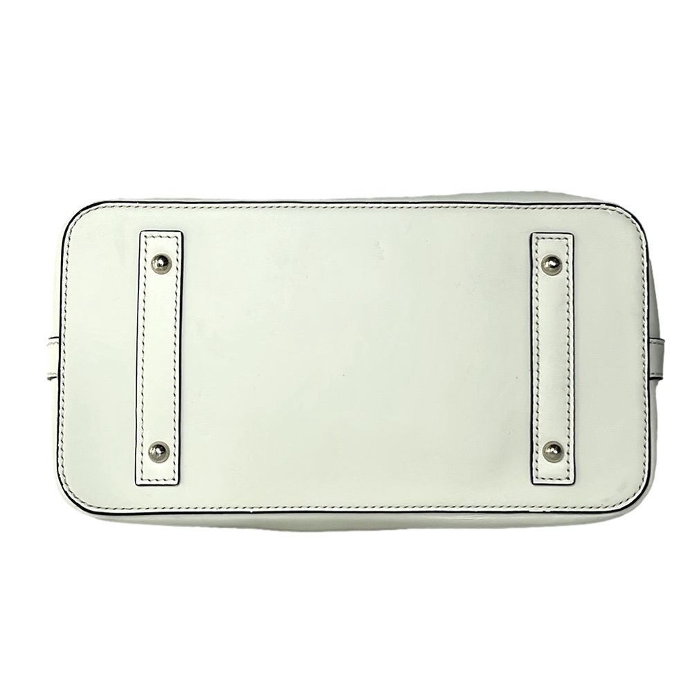 Dooney & Bourke Beacon Smooth Leather Woven Embossed Domed Satchel Bag White - Picture 7 of 17